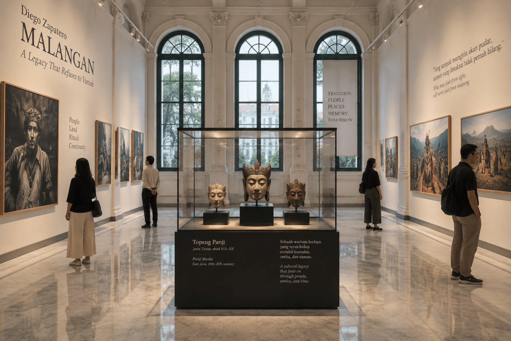 Suasana pameran foto Malangan karya Diego Zapatero di Museum Seni Rupa dan Keramik Kota Tua Jakarta.